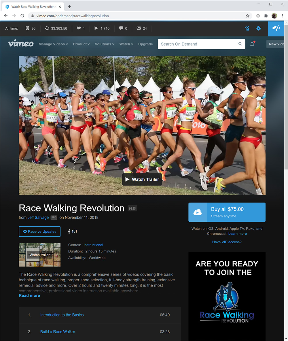 Race Walking Revolution streaming videos