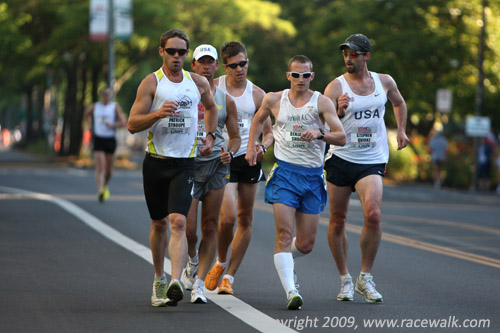 One large pack at the 20K Men's Race Walk Nationals