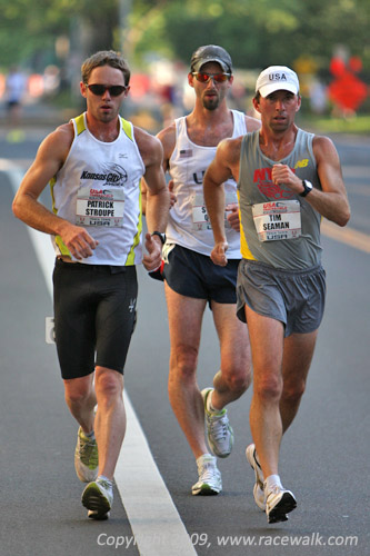 Seaman, Stroupe, and Quirke keeping in Contact at the Men's 20K Race Walking Nationals