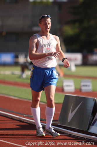 Ben Shorey finishing 3rd at the Men's 20K Race Walking Nationals