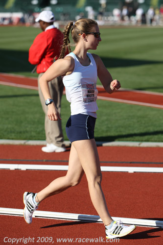 Maria Michta cruising in third at the Women's 20K Race Walking Nationals