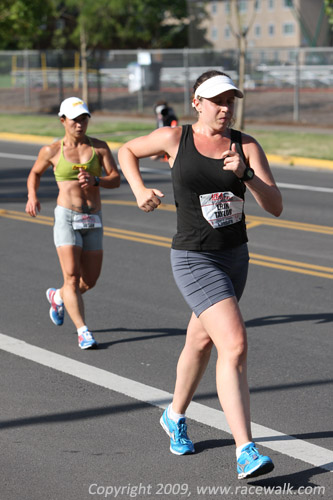 Erin Taylor and Susan Randall battling for 6th and 7th battling at the 20K Women's Race Walking Nationals